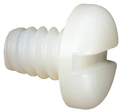 Made in USA - #10-24 UNC, 1/4" Length Under Head Slotted Drive Machine Screw - Pan Head, Grade 6/6 Nylon, Uncoated, Without Washer - Americas Industrial Supply