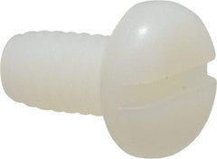 Made in USA - 1/4-20 UNC, 1/2" Length Under Head Slotted Drive Machine Screw - Pan Head, Grade 6/6 Nylon, Uncoated, Without Washer - Americas Industrial Supply