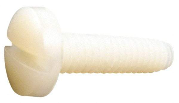 Made in USA - #4-40 UNC, 3/4" Length Under Head Slotted Drive Machine Screw - Binding Head, Grade 6/6 Nylon, Uncoated, Without Washer - Americas Industrial Supply