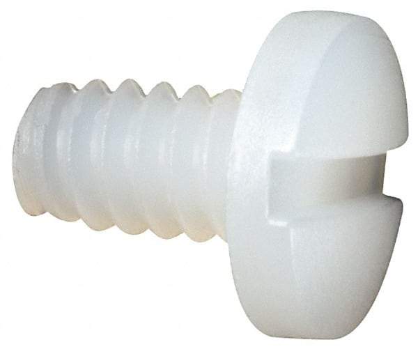 Made in USA - #6-32 UNC, 1/4" Length Under Head Slotted Drive Machine Screw - Binding Head, Grade 6/6 Nylon, Uncoated, Without Washer - Americas Industrial Supply