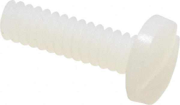 Made in USA - #6-32 UNC, 1/2" Length Under Head Slotted Drive Machine Screw - Binding Head, Grade 6/6 Nylon, Uncoated, Without Washer - Americas Industrial Supply