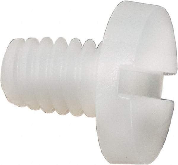 Made in USA - #8-32 UNC, 1/4" Length Under Head Slotted Drive Machine Screw - Binding Head, Grade 6/6 Nylon, Uncoated, Without Washer - Americas Industrial Supply