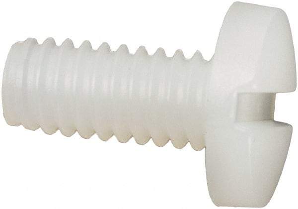 Made in USA - #8-32 UNC, 3/8" Length Under Head Slotted Drive Machine Screw - Binding Head, Grade 6/6 Nylon, Uncoated, Without Washer - Americas Industrial Supply