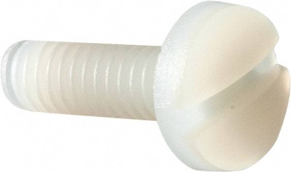 Made in USA - #8-32 UNC, 1/2" Length Under Head Slotted Drive Machine Screw - Binding Head, Grade 6/6 Nylon, Uncoated, Without Washer - Americas Industrial Supply
