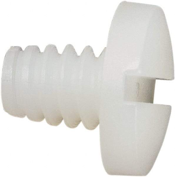 Made in USA - #10-24 UNC, 1/4" Length Under Head Slotted Drive Machine Screw - Binding Head, Grade 6/6 Nylon, Uncoated, Without Washer - Americas Industrial Supply
