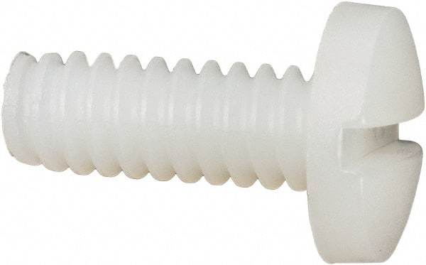 Made in USA - #10-24 UNC, 1/2" Length Under Head Slotted Drive Machine Screw - Binding Head, Grade 6/6 Nylon, Uncoated, Without Washer - Americas Industrial Supply