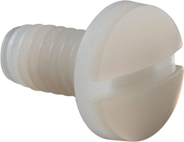 Made in USA - 1/4-20 UNC, 1/2" Length Under Head Slotted Drive Machine Screw - Binding Head, Grade 6/6 Nylon, Uncoated, Without Washer - Americas Industrial Supply