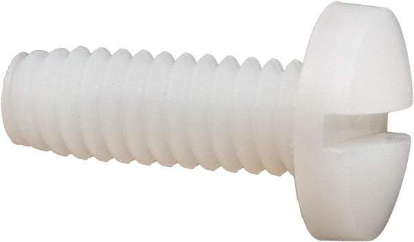 Made in USA - 1/4-20 UNC, 3/4" Length Under Head Slotted Drive Machine Screw - Binding Head, Grade 6/6 Nylon, Uncoated, Without Washer - Americas Industrial Supply