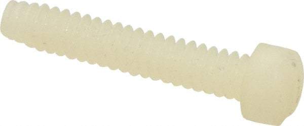 Made in USA - #6-32 UNC, 3/4" Length Under Head Slotted Drive Machine Screw - Fillister Head, Grade 6/6 Nylon, Uncoated, Without Washer - Americas Industrial Supply