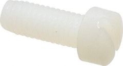 Made in USA - #10-32 UNF, 1/2" Length Under Head Slotted Drive Machine Screw - Fillister Head, Grade 6/6 Nylon, Uncoated, Without Washer - Americas Industrial Supply