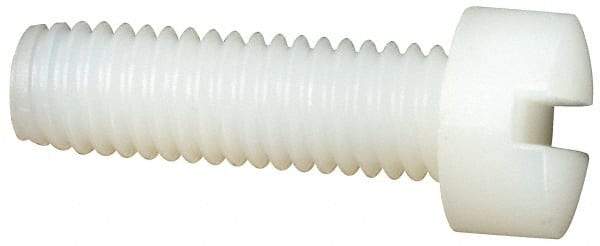 Made in USA - #10-32 UNF, 5/8" Length Under Head Slotted Drive Machine Screw - Fillister Head, Grade 6/6 Nylon, Uncoated, Without Washer - Americas Industrial Supply