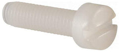 Made in USA - #10-32 UNF, 3/4" Length Under Head Slotted Drive Machine Screw - Fillister Head, Grade 6/6 Nylon, Uncoated, Without Washer - Americas Industrial Supply