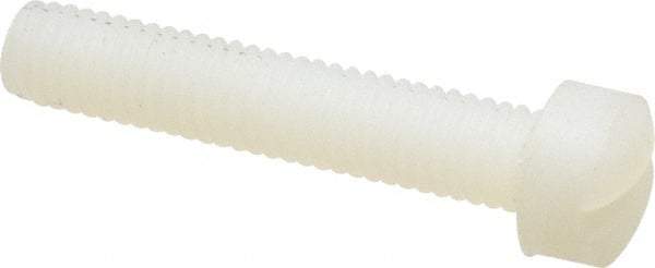 Made in USA - #10-32 UNF, 1" Length Under Head Slotted Drive Machine Screw - Fillister Head, Grade 6/6 Nylon, Uncoated, Without Washer - Americas Industrial Supply