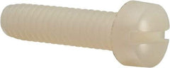Made in USA - 1/4-20 UNC, 1" Length Under Head Slotted Drive Machine Screw - Fillister Head, Grade 6/6 Nylon, Uncoated, Without Washer - Americas Industrial Supply