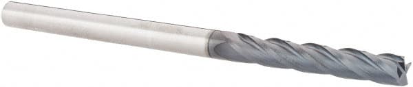 SGS - 1/4", 1-1/2" LOC, 1/4" Shank Diam, 4" OAL, 4 Flute, Solid Carbide Square End Mill - Single End, AlTiN Finish, Spiral Flute, 30° Helix, Centercutting, Right Hand Cut, Right Hand Flute, Series 1EL - Americas Industrial Supply