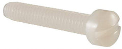 Made in USA - 1/4-20 UNC, 1-1/2" Length Under Head Slotted Drive Machine Screw - Fillister Head, Grade 6/6 Nylon, Uncoated, Without Washer - Americas Industrial Supply