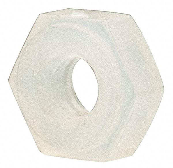 Made in USA - #2-56 UNC Nylon Right Hand Hex Nut - 4.57mm Across Flats, 1.78mm High, Uncoated - Americas Industrial Supply