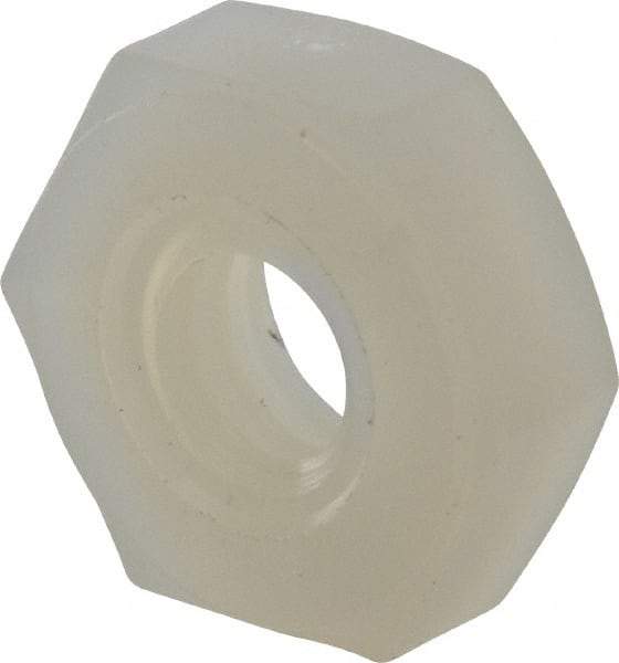 Made in USA - #8-32 UNC Nylon Right Hand Hex Nut - 8.51mm Across Flats, 3.3mm High, Uncoated - Americas Industrial Supply