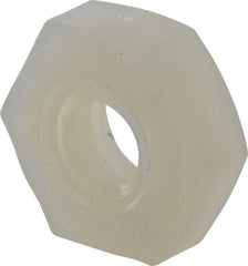 Made in USA - #8-32 UNC Nylon Right Hand Hex Nut - 8.51mm Across Flats, 3.3mm High, Uncoated - Americas Industrial Supply