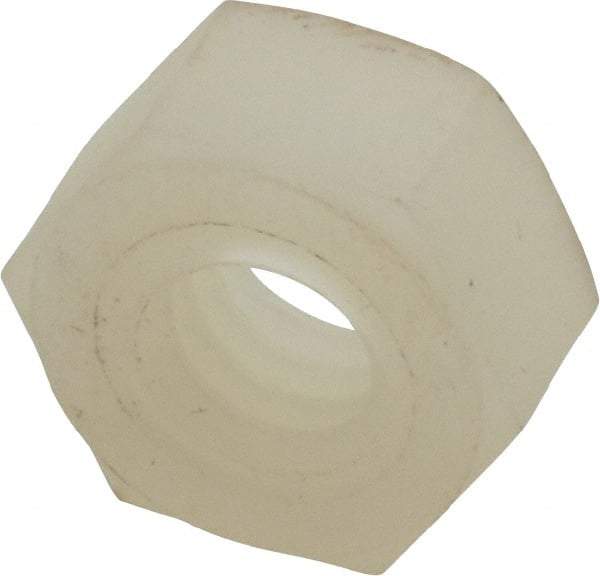 Made in USA - 1/4-20 UNC Nylon Right Hand Hex Nut - 10.8mm Across Flats, 5.97mm High, Uncoated - Americas Industrial Supply