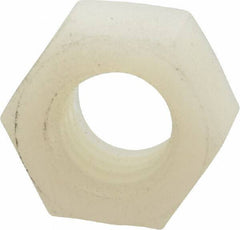 Made in USA - 3/8-16 UNC Nylon Right Hand Hex Nut - 14.22mm Across Flats, 8.38mm High, Uncoated - Americas Industrial Supply