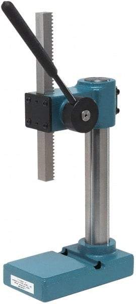 JT&M - 3/4" Ram, 2-3/4" Throat Depth, 1/2 Ton Manual Arbor Press - 8-5/16" Max Work Height x 6" Max Work Width, 13:1 Leverage Ratio, 4-1/16" Base Width x 7-1/16" Base Depth - Americas Industrial Supply