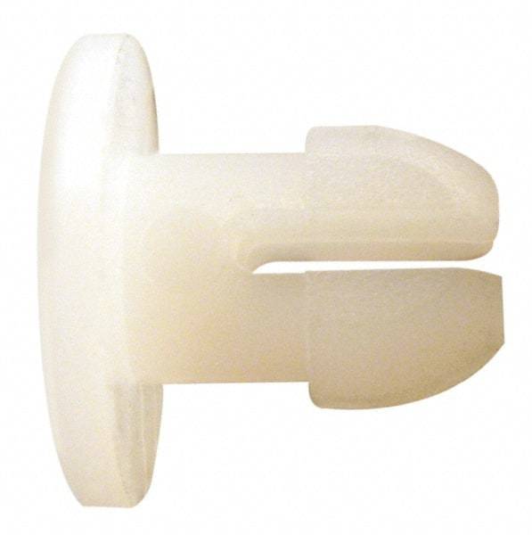 Made in USA - 0.245" Hole Diam, 0.622" OAL, Split Shank, Nylon Panel Rivet - 0.365" Material Thickness, 19/32" Head Diam - Americas Industrial Supply