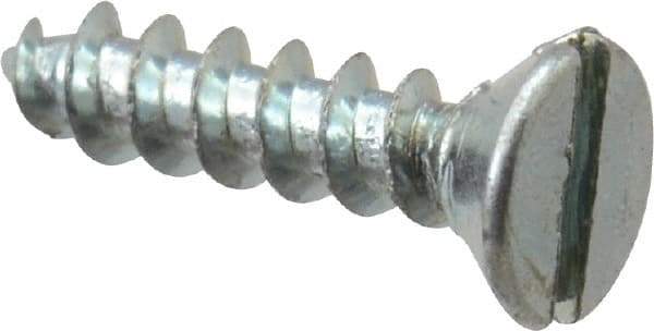 Value Collection - #2, 3/8" OAL, Slotted Drive, Flat Head Wood Screw - Zinc Plated Steel, Grade 2 - Americas Industrial Supply