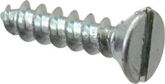 Value Collection - #2, 3/8" OAL, Slotted Drive, Flat Head Wood Screw - Zinc Plated Steel, Grade 2 - Americas Industrial Supply