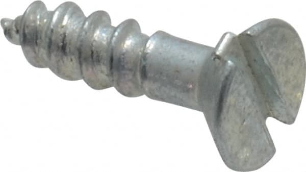 Value Collection - #3, 3/8" OAL, Slotted Drive, Flat Head Wood Screw - Zinc Plated Steel, Grade 2 - Americas Industrial Supply
