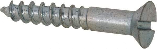 Value Collection - #3, 5/8" OAL, Slotted Drive, Flat Head Wood Screw - Zinc Plated Steel, Grade 2 - Americas Industrial Supply