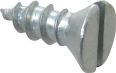 Value Collection - #6, 3/8" OAL, Slotted Drive, Flat Head Wood Screw - Zinc Plated Steel, Grade 2 - Americas Industrial Supply