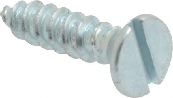 Value Collection - #6, 5/8" OAL, Slotted Drive, Flat Head Wood Screw - Zinc Plated Steel, Grade 2 - Americas Industrial Supply