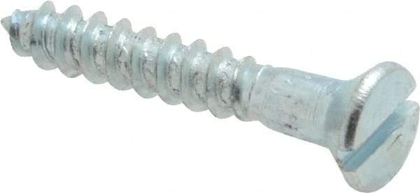 Value Collection - #6, 7/8" OAL, Slotted Drive, Flat Head Wood Screw - Zinc Plated Steel, Grade 2 - Americas Industrial Supply