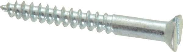 Value Collection - #6, 1-1/4" OAL, Slotted Drive, Flat Head Wood Screw - Zinc Plated Steel, Grade 2 - Americas Industrial Supply