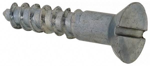 Value Collection - #7, 3/4" OAL, Slotted Drive, Flat Head Wood Screw - Zinc Plated Steel, Grade 2 - Americas Industrial Supply