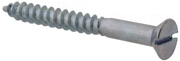 Value Collection - #7, 1-1/2" OAL, Slotted Drive, Flat Head Wood Screw - Zinc Plated Steel, Grade 2 - Americas Industrial Supply
