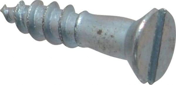 Value Collection - #8, 3/4" OAL, Slotted Drive, Flat Head Wood Screw - Zinc Plated Steel, Grade 2 - Americas Industrial Supply