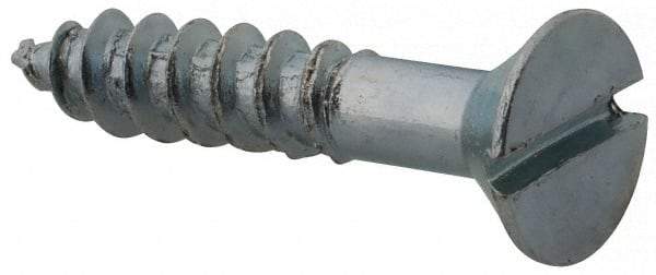 Value Collection - #8, 7/8" OAL, Slotted Drive, Flat Head Wood Screw - Zinc Plated Steel, Grade 2 - Americas Industrial Supply