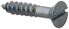 Value Collection - #8, 7/8" OAL, Slotted Drive, Flat Head Wood Screw - Zinc Plated Steel, Grade 2 - Americas Industrial Supply