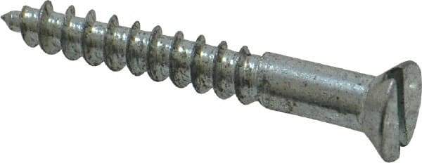 Value Collection - #8, 1-1/4" OAL, Slotted Drive, Flat Head Wood Screw - Zinc Plated Steel, Grade 2 - Americas Industrial Supply