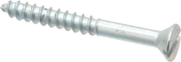 Value Collection - #8, 1-1/2" OAL, Slotted Drive, Flat Head Wood Screw - Zinc Plated Steel, Grade 2 - Americas Industrial Supply