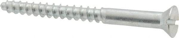 Value Collection - #8, 1-3/4" OAL, Slotted Drive, Flat Head Wood Screw - Zinc Plated Steel, Grade 2 - Americas Industrial Supply