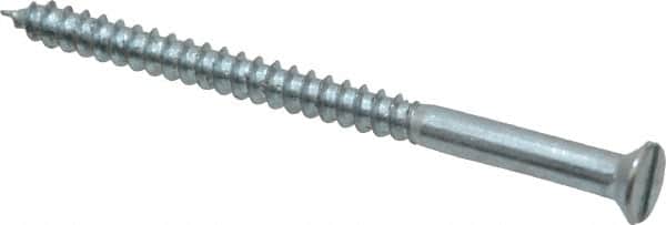 Value Collection - #8, 2-1/2" OAL, Slotted Drive, Flat Head Wood Screw - Zinc Plated Steel, Grade 2 - Americas Industrial Supply