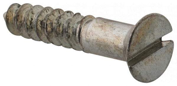 Value Collection - #9, 1" OAL, Slotted Drive, Flat Head Wood Screw - Zinc Plated Steel, Grade 2 - Americas Industrial Supply