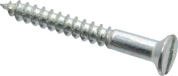 Value Collection - #9, 1-1/2" OAL, Slotted Drive, Flat Head Wood Screw - Zinc Plated Steel, Grade 2 - Americas Industrial Supply