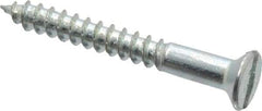 Value Collection - #9, 1-1/2" OAL, Slotted Drive, Flat Head Wood Screw - Zinc Plated Steel, Grade 2 - Americas Industrial Supply