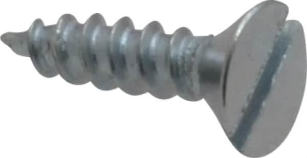 Value Collection - #10, 3/4" OAL, Slotted Drive, Flat Head Wood Screw - Zinc Plated Steel, Grade 2 - Americas Industrial Supply