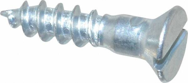 Value Collection - #10, 7/8" OAL, Slotted Drive, Flat Head Wood Screw - Zinc Plated Steel, Grade 2 - Americas Industrial Supply