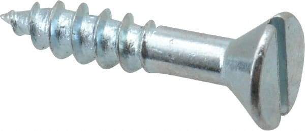 Value Collection - #10, 1" OAL, Slotted Drive, Flat Head Wood Screw - Zinc Plated Steel, Grade 2 - Americas Industrial Supply